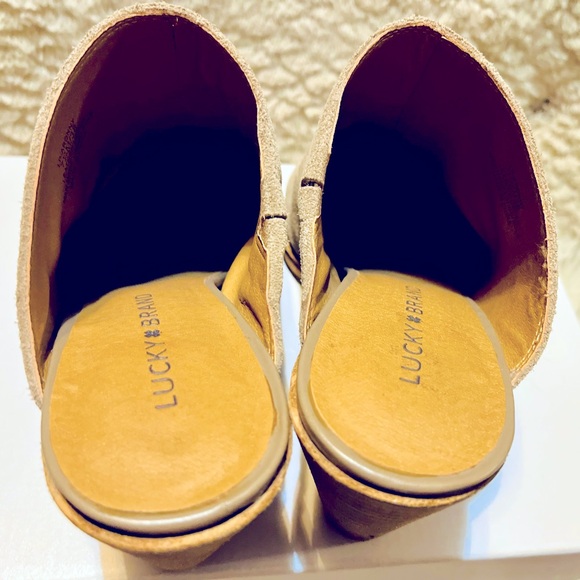 Lucky Brand beige slip on high heeled mule boots - Picture 7 of 10